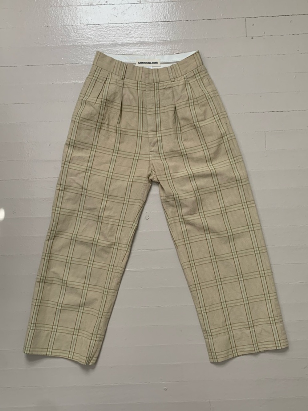 Caron Callahan William Pant in Khaki Windowpane